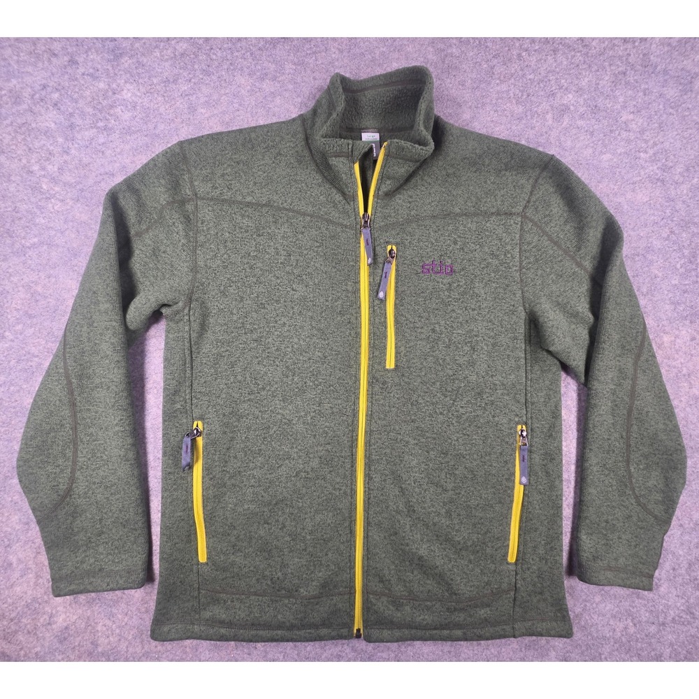 Stio Wilcox Fleece Jacket Mens Large Green Heather Full Zip Sweater Fleece